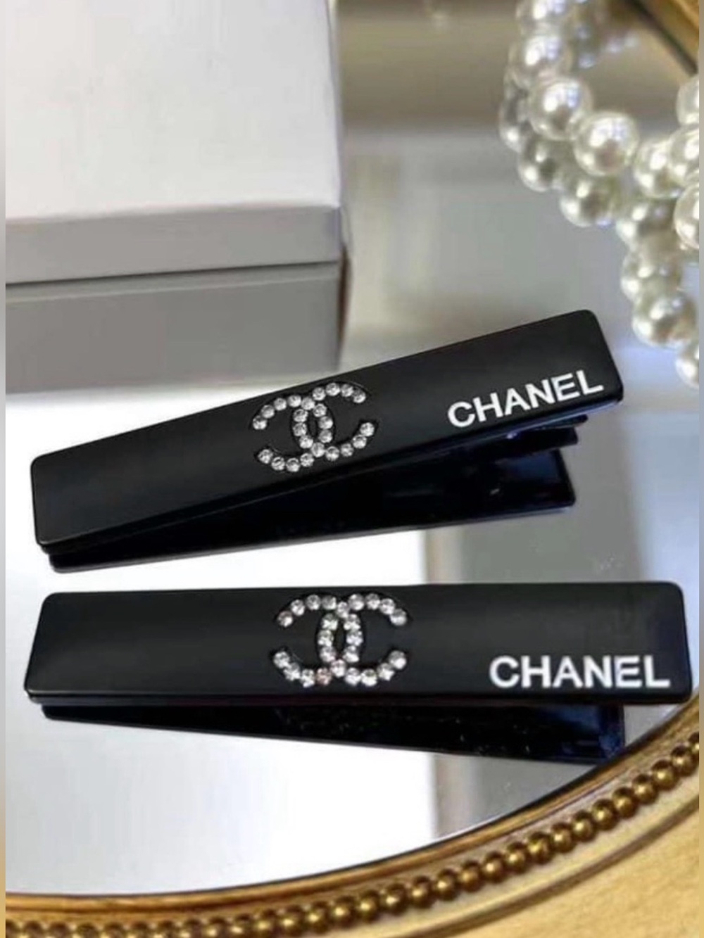 GWP CC Beauty Hair Clips – Black Rhinestone Set | Elegant Makeup Accessory